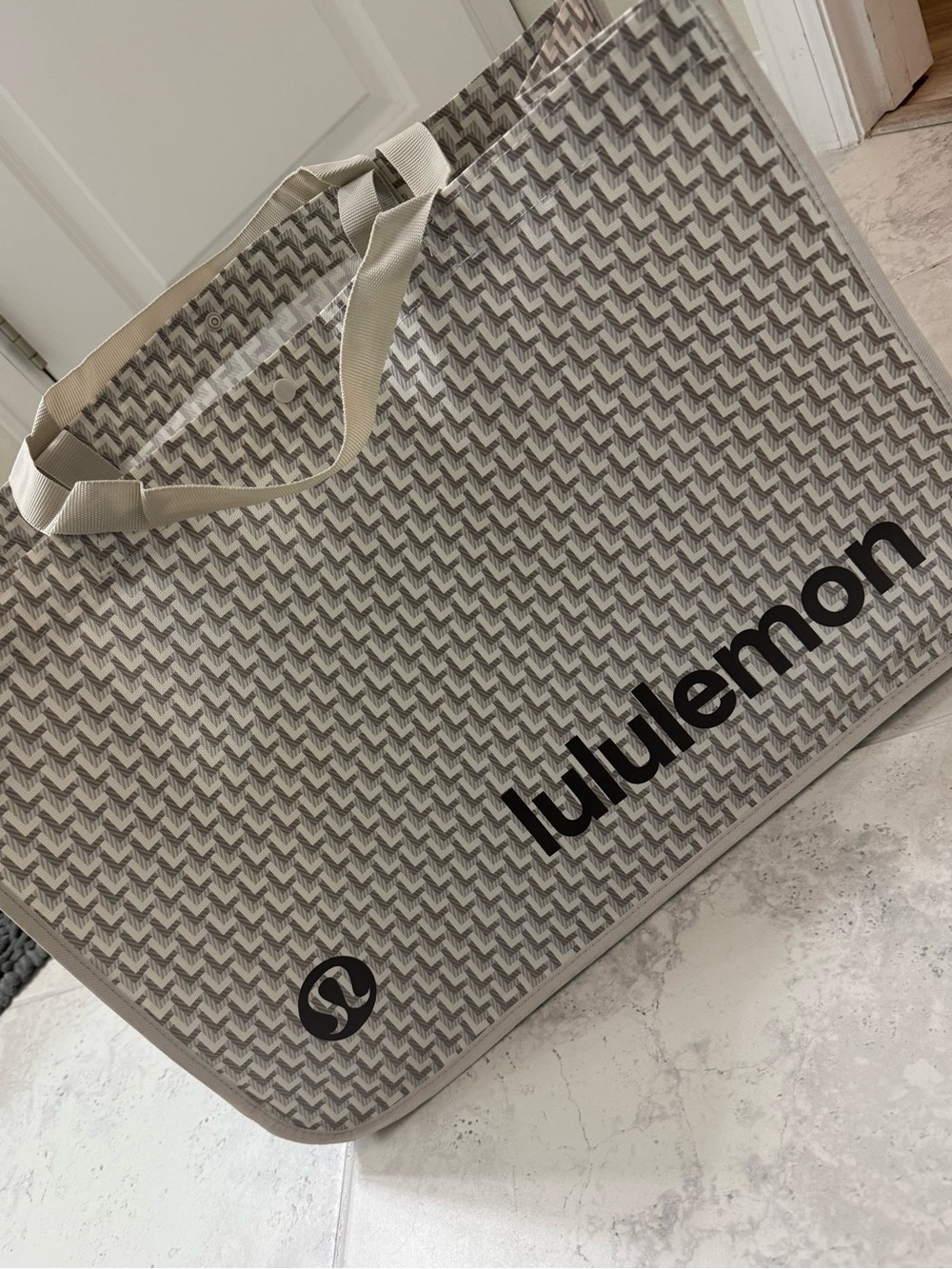 Jumbo lululemon athletica goyard gray  white silver shopping bag Tote Bag